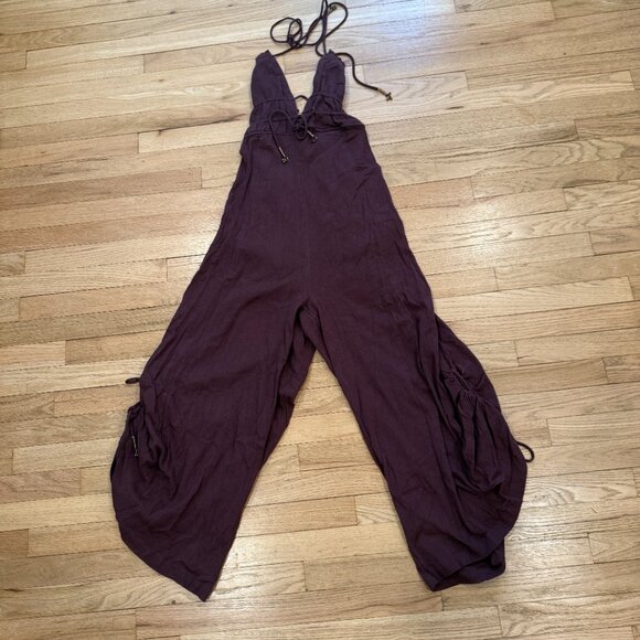 Free People Whatever You Want Strappy Balloon wide leg Jumpsuit NWT Size XS - Picture 5 of 6